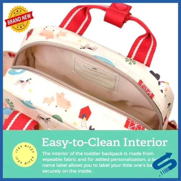 Toddler Backpack Daycare Bag Adjustable Straps Wipeable Lining Side Pockets